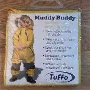 Yellow Muddy Buddy rain suit size 18 months